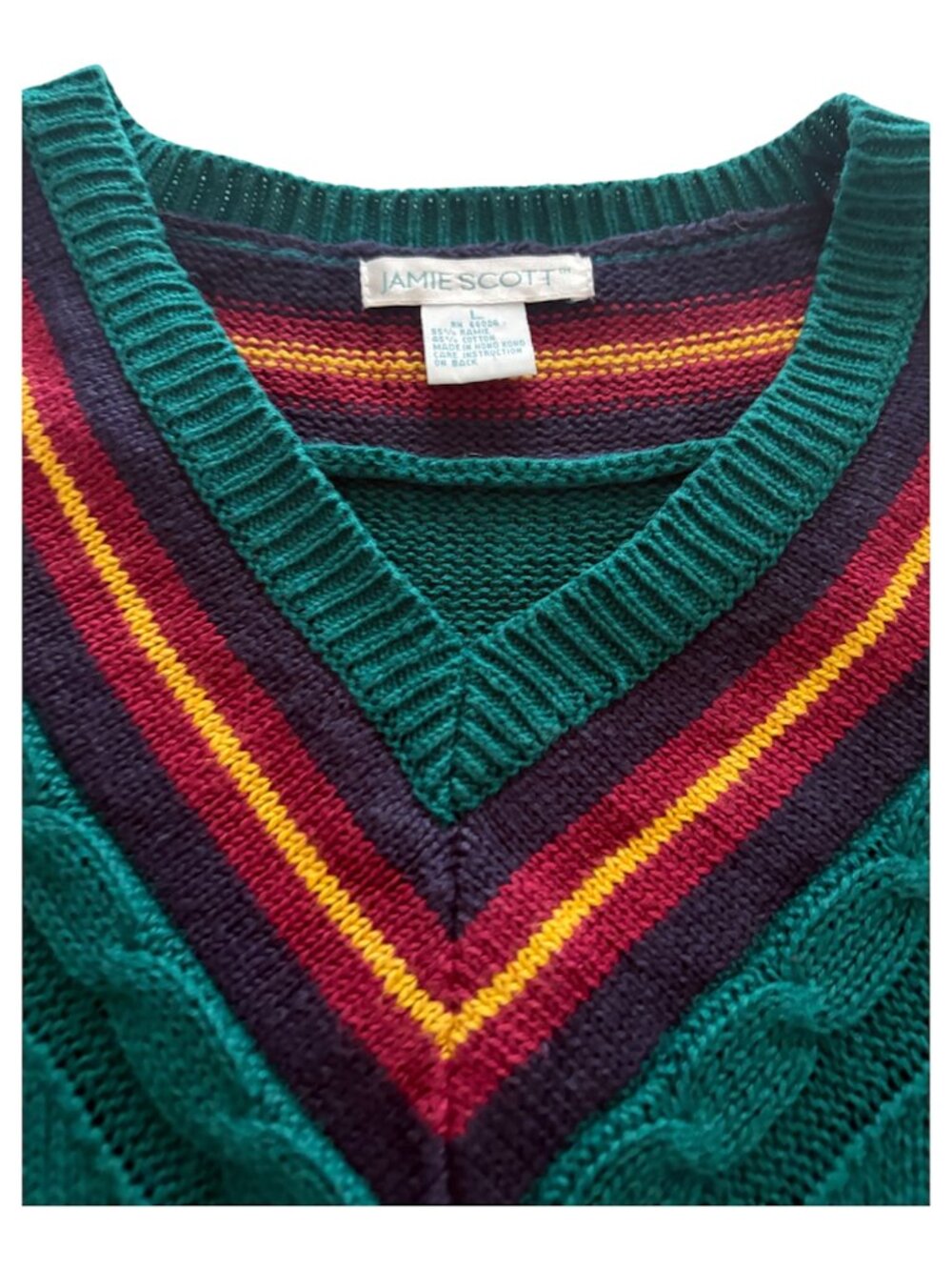 Vintage Jamie Scott Cotton Blend Preppy Model off Duty Vneck Sweater🍃 - Picture 6 of 7